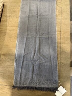 Valentino Gray Herringbone Men's Scarf